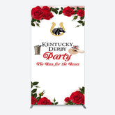 Lofaris Red Rose Horseshoe Kentucky Derby Party Rectangle Backdrop